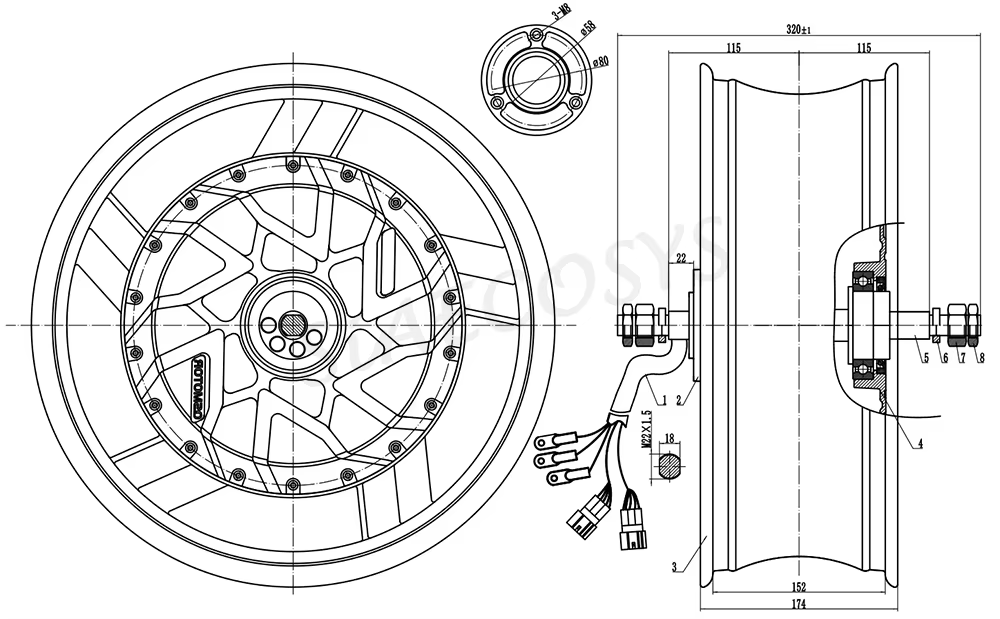 QSMotor 17X6.0 дюймов 70H 1200 – обзор и цена 12000W Electric Motorcycle Hub Motor